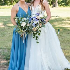 Steel blue bridesmaid dress